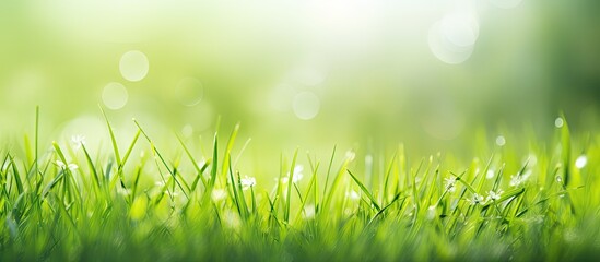 Fototapeta na wymiar Vibrant Green Grass Background with Lush Blades under Bright Sunlight