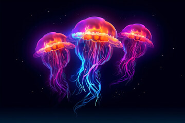 Ethereal Jellyfish Ballet in Ocean Depths