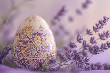 A beautifully decorated Easter egg resting elegantly on a table.