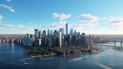 Panorama of Lower Manhattan View from the South - obrazy, fototapety, plakaty