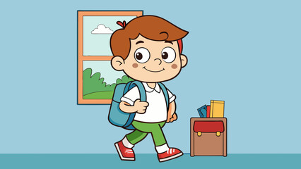 Obraz na płótnie Canvas School Kids With Bag Vector Cartoon