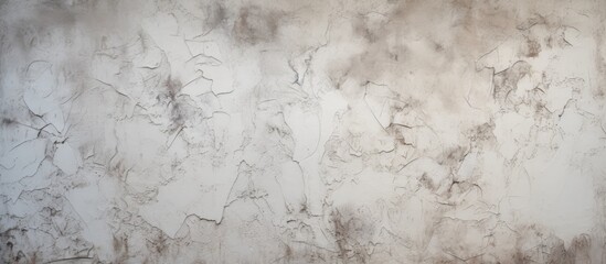 A white marble wall stands prominently against a plain gray background. The smooth texture of the marble contrasts with the rough surface of the concrete stucco background.
