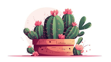 White background with watercolor art of cactus leaf and  plants , wedding cards, bridal shower or other party invitation cards, Place for text. Flat lay, top view.