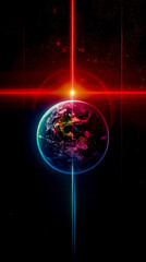 Obraz premium An equator line in an electronic world, representing the middle of the digital world. mobile phone wallpaper