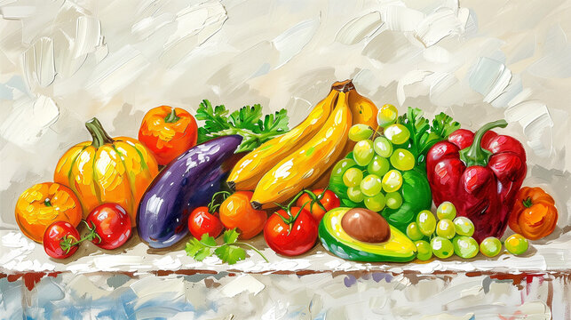 Painted fruits and vegetables