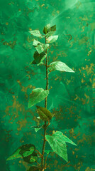 Fototapeta na wymiar A single, mutated plant growing defiantly, its leaves rustling as you swipe the screen, mobile phone wallpaper