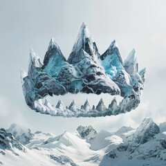 Rock stone crown made out of mountains on a white background, concept art. - obrazy, fototapety, plakaty