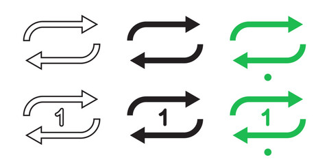 vector loop and single loop icons in three styles for media music player
