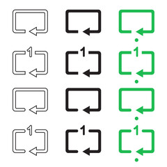 vector loop and single loop icons in three styles for media music player