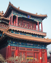 Naklejka premium Pavilion of Eternal Happiness in Yonghe Temple commonly called Lama Temple in Beijing, China
