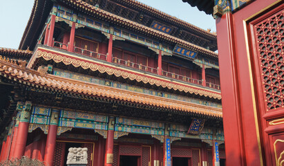 Pavilion of Eternal Happiness in Yonghe Temple commonly called Lama Temple in Beijing, China