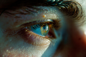 Close up photograph of a man's iris