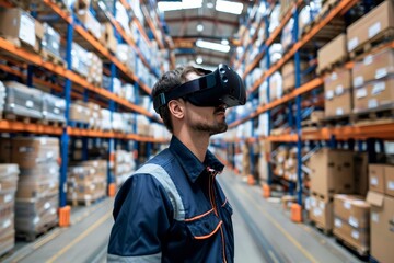 Innovative vr technology for warehouse management Futuristic logistic solutions