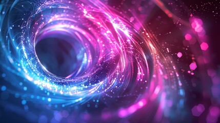 Abstract, colorful background for design with light effects, glowing circles, and energy rings