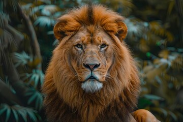 Majestic lion portrait Regal and powerful King of the jungle Wildlife dominance