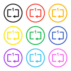 vector single loop icon button in multiple colours collection for media music player