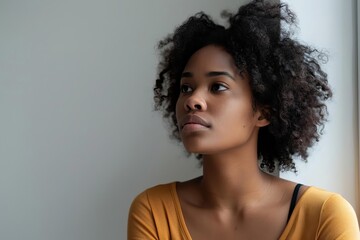 Woman experiencing depression Isolated and contemplative Mental health awareness - obrazy, fototapety, plakaty