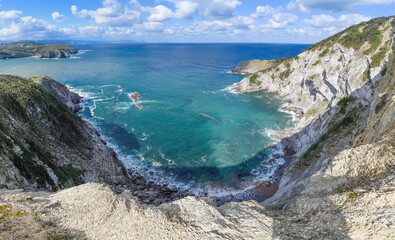 Panoramic of the cliffs of the coast of Bizkaia in Plentzia.