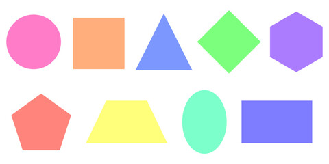 Collection of basic geometrical figures in different colors – Set of simple geometric shapes