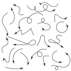 Collection hand drawn arrows. Set simple arrows isolated on white background. Arrow mark icons. Arrow paint 