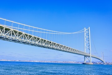 淡路島側より眺める明石海峡大橋