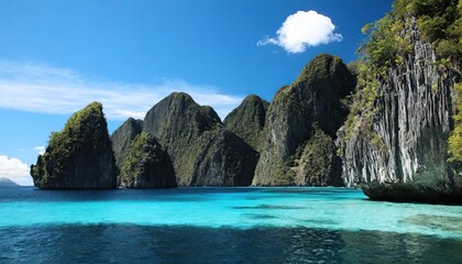 High quality photo. Coron El Nido Palawan Philippines Tropical Paradise Clear Blue Waters and Limestone Cliffs south east asia landscape