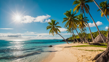 Gorgeous beach on Fiji island resort recreation

 - obrazy, fototapety, plakaty