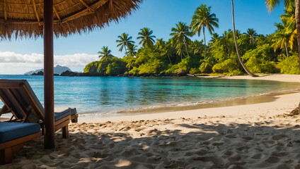 Gorgeous beach on Fiji island resort recreation

 - obrazy, fototapety, plakaty