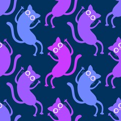 Halloween animals monsters seamless cats pattern for wrapping paper and fabrics and linens and kids clothes print