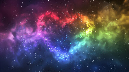 light stars with rainbow colours creating a heart