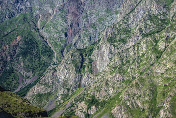 View from road alongshore of Terek River, from Stepantsminda town to Gveleti village, Georgia