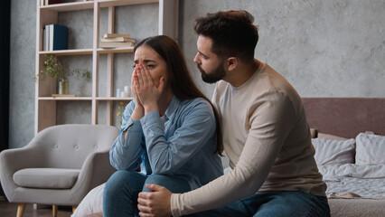 Couple quarrel family problem breakup misunderstanding conflict divorce Caucasian man husband guy...