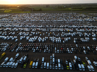 Aerial view of parked cars for international transport - 754570726