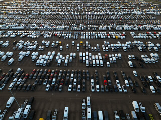 Aerial view of parked cars for international transport - 754570788