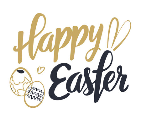 Happy Easter handwriting inscription. Easter wishes overlays, lettering labels design set. Retro phrases and emblems for invitations, greeting cards, t-shirts, AD and poster. easter inspiration phrase