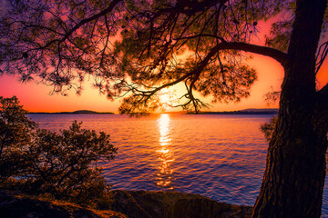 scenic morning view, amazing croatian coast, Croatia, Europe, Adriatic sea, coast between Primosten...