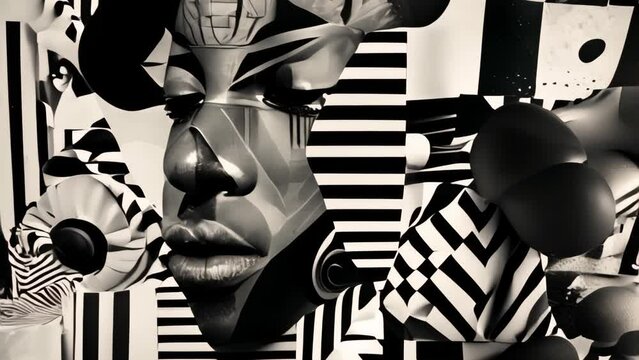 Black History Month concept featuring a geometric composition with bold shapes and patterns.
