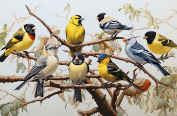 Fototapeta premium Birds on the branches