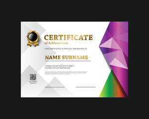Modern vibrant gradient certificate of achievement border template background