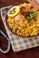 Indian Dish Chicken Biryani with Basmati Rice, Popular Indian and Pakistani Food