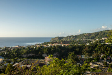 Fototapeta na wymiar Looking down from the hills onto Roseau in Dominica