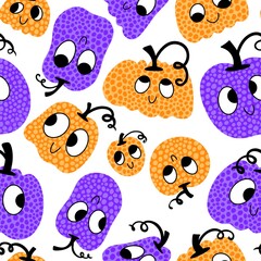 Halloween pumpkins seamless monsters pattern for wrapping paper and fabrics and linens and kids