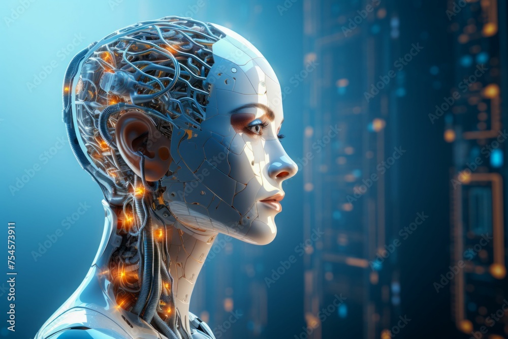 Poster advanced robotics and artificial intelligence concept. generative ai
