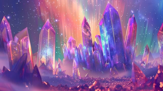 Beautiful shining aurora color crystal background