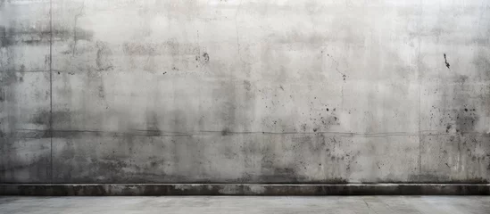 Foto op Plexiglas A black and white depiction of an empty room dominated by a grunge concrete wall. The absence of any furniture or objects creates a stark and desolate atmosphere. © Vusal