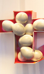 Eggs with golden light to celebrate Happy Easter