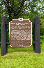Route of Abraham Lincoln 1832 and 1859 Historical Marker Near Janesville, Wisconsin