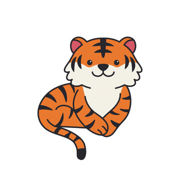 Cute tiger cartoon vector illustration