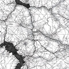 Black and white city routes map satellite vector grayscale black and white map pattern graphics art illustration. Generative AI