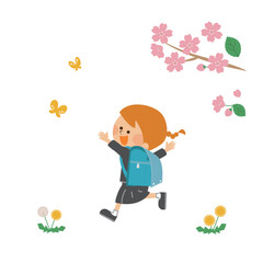 入学　小学校に行く子供